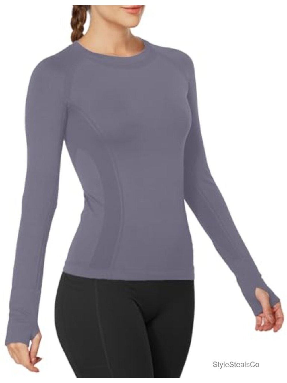 Seamless Long Sleeve Workout Top with Thumb Holes
